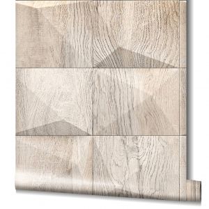 Ταπετσαρία τοίχου ξύλινα τουβλάκια γκρι-μπεζ 34853  0,53 X10.05