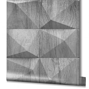 Ταπετσαρία τοίχου ξύλινα τουβλάκια ανοιχτό γκρι 34854  0,53 X10.05