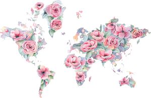 Pink & Green Roses Map - Stick876