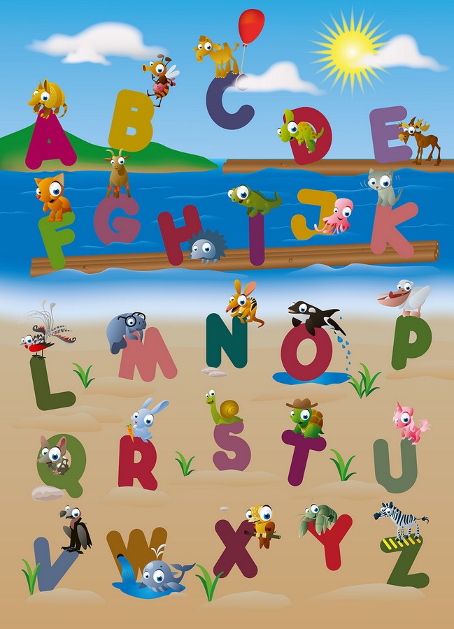 Παιδική Ταπετσαρία Έτοιμων Διαστάσεων Αγγλικό Αλφάβητο 1,82Μ x 2,54Y  WL-383