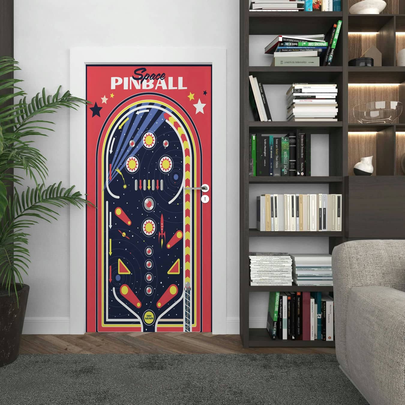 Αυτοκόλλητο Πόρτας Arcade Space Pinball DRG004