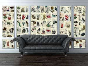 Collage ταπετσαριών vintage artwork 05 -  64τμχ (27x37cm)