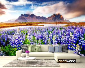 Ταπετσαρία τοίχου επιθυμητών διαστάσεων φλοράλ βουνό με λουλούδια 02042aQ