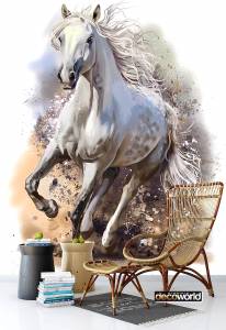 Ταπετσαρία τοίχου επιθυμητών διαστάσεων λευκό άλογο  02148Q