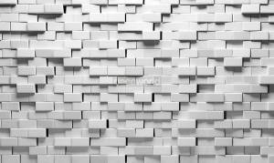 Ταπετσαρία τοίχου επιθυμητών διαστάσεων τρισδιάστατα τούβλα σε λευκό 05219Q