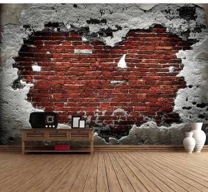 Ταπετσαρία τοίχου ετοίμων διαστάσεων τούβλο με μπετόν 07475Q
