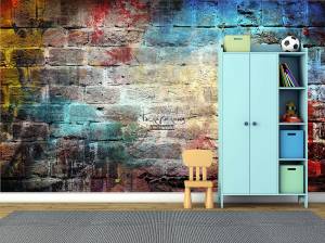 Ταπετσαρία τοίχου επιθυμητών διαστάσεων πολύχρωμα τούβλα 07672Q