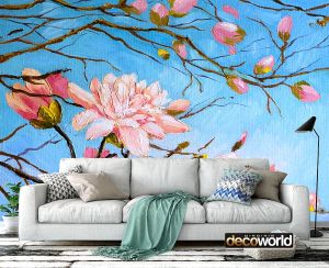 Ταπετσαρία τοίχου επιθυμητών διαστάσεων φλοράλ ζωγραφισμένα λουλούδια 07940Q