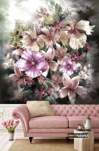 Ταπετσαρία τοίχου επιθυμητών διαστάσεων φλοράλ πολύχρωμα λουλούδια 07953Q