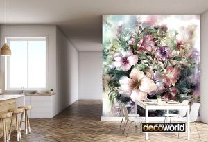 Ταπετσαρία τοίχου επιθυμητών διαστάσεων φλοράλ ζωγραφισμένα λουλούδια 07955Q