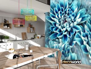 Ταπετσαρία τοίχου επιθυμητών διαστάσεων φλοράλ γαλάζιο λουλούδι 07978Q