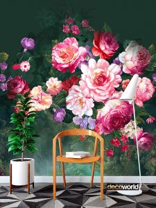 Ταπετσαρία τοίχου επιθυμητών διαστάσεων φλοράλ πολύχρωμα λουλούδια 07979Q