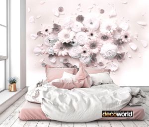 Ταπετσαρία τοίχου επιθυμητών διαστάσεων φλοράλ με λευκά λουλούδια 07996Q