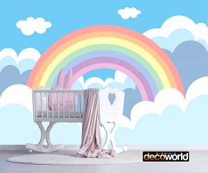 Παιδική ταπετσαρία τοίχου ετοίμων διαστάσεων με σύννεφα και ουράνιο τόξο 08115Q