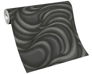 Μοντέρνα Ταπετσαρία Τοίχου Κύματα Black 1022015 0,53cm x 10m