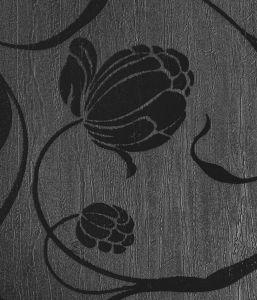 Ανάγλυφη Ταπετσαρία Τοίχου Μπεζ Με Μαύρα Λουλούδια 11951 0,70cm x 10m