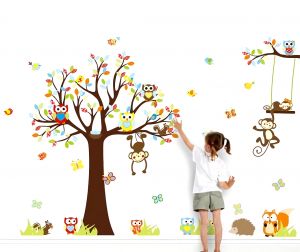 Παιδικό Αυτοκόλλητο Δέντρο Με Ζωάκια - Stick879