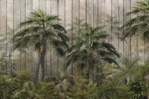 Tαπετσαρία τοίχου επιθυμητών διαστάσεων Palm trees on wood 30061Q