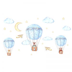 Παιδικό Αυτοκόλλητο Αερόστατα Με Ζωάκια - Stick880