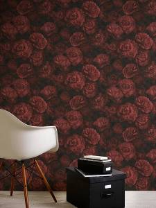 Ταπετσαρία τοίχου με Τριαντάφυλλα Μαύρα-Κόκκινα FL374024D