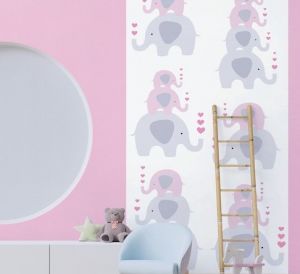 Παιδική Ταπετσαρία Τοίχου Ροζ Ελεφαντάκια 381352 0,53cm x 10m