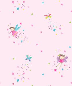 Παιδική ταπετσαρία τοίχου ροζ με γκλίντερ και νεϊράδες 667100
