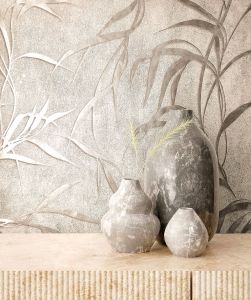 Ταπετσαρία τοίχου Floral Μεταλλικό Γκρι-Χρυσό 34286 0,53x10.05m