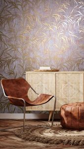 Ταπετσαρία τοίχου Floral Μεταλλικό Καφέ-Χρυσό 34288 0,53x10.05m