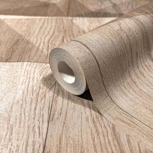 Ταπετσαρία τοίχου ξύλινα τουβλάκια μπεζ 34851  0,53 X10.05