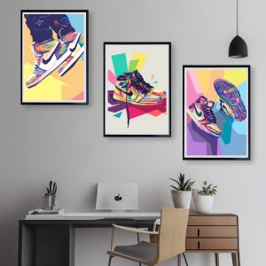 Σετ Ξυλινων Κάδρων Colorful Sneakers KDS003 30cm x 40cn