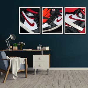 Σετ Ξύλινων Κάδρων Red & Black Sneakers KDS004 30cm x 40cn