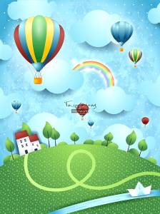 Παιδικός πίνακας σε καμβά με αερόστατα KNV015