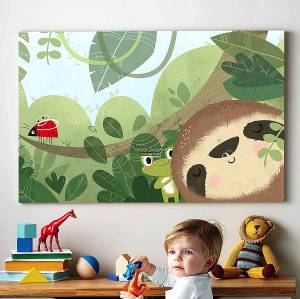 Παιδικός πίνακας σε καμβά με ζώα KNV0299