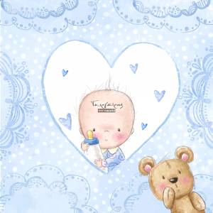 Παιδικός πίνακας σε καμβά καρδιά με μωρό KNV054