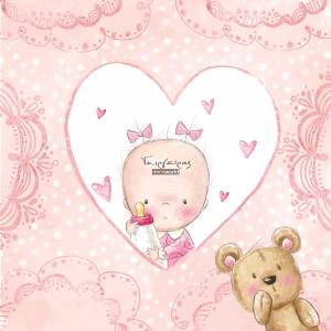 Παιδικός πίνακας σε καμβά καρδιά με μωρό KNV055
