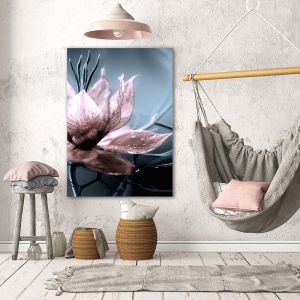Πίνακας σε καμβά με ρόζ λουλούδια KNV1515