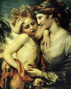 Αναγεννησιακός πίνακας σε καμβά με γυναίκα και άγγελο KNV255