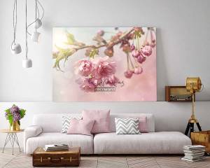 Πίνακας σε καμβά με ρόζ λουλούδια KNV293