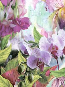 Πίνακας σε καμβά με πολύχρωμα λουλούδια  KNV323