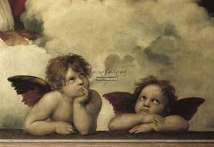 Αναγεννησιακός πίνακας σε κάμβα με αγγελάκια του Ραφαήλ KNV335