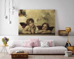 Αναγεννησιακός πίνακας σε κάμβα με αγγελάκια του Ραφαήλ KNV335