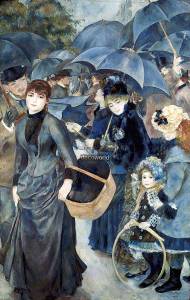 Πίνακας σε κάμβα με γυναίκα και ομπρέλες KNV336