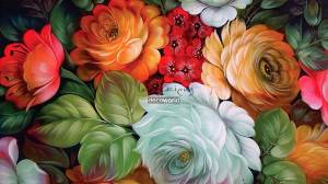 Πίνακας σε καμβά με πολύχρωμα λουλούδια KNV38