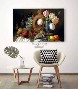 Πίνακας σε καμβά με φρούτα και λουλούδια KNV447