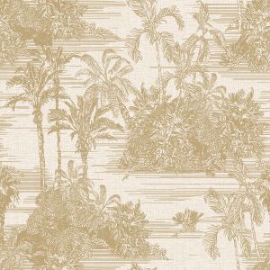 Ταπετσαρία Τοίχου Palm Island Κρεμ Χρυσό M37302 53 cm x 10.05 m