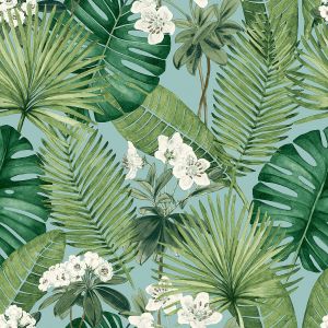 Ταπετσαρία Τοίχου Tropical Flowers Πράσινο M37801 53 cm x 10.05 m
