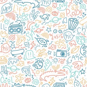 Ταπετσαρία Τοίχου Νεανική Doodles Πολύχρωμη M45710 53 cm x 10 m