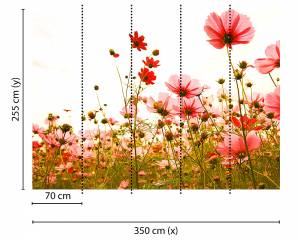 Φωτοταπετσαρία Τοίχου Flower Meadow Κόκκινο-Πράσινο Έτοιμων Διαστάσεων DD895811