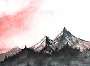Φωτοταπετσαρία Τοίχου Mountain Paint Κόκκινο-Λευκό-Ανθρακί Έτοιμων Διαστάσεων DD806811
