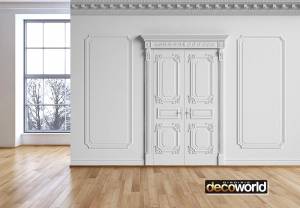 Ταπετσαρία τοίχου επιθυμητών διαστάσεων με μπαρόκ πόρτα σε λευκό 07809Q